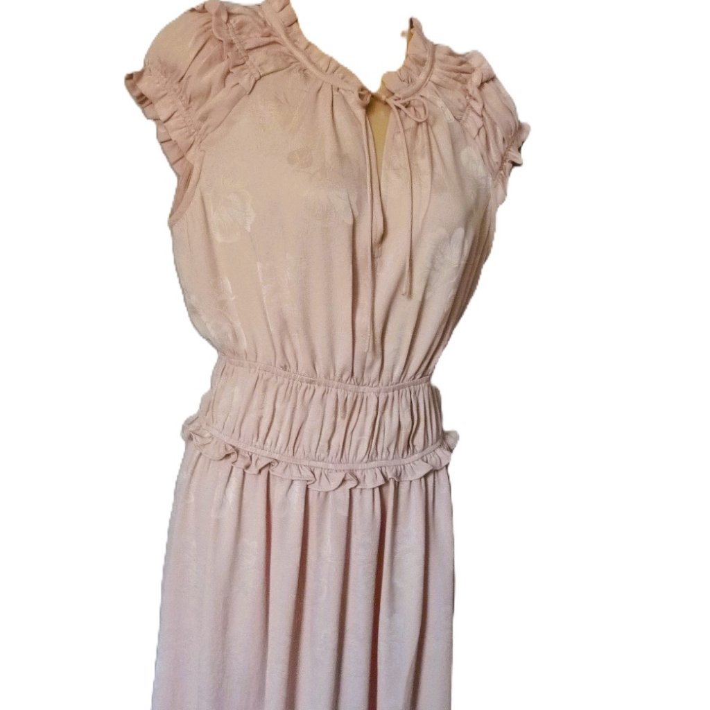 Current Air Pink Embossed Flowers Maxi Dress Xs
